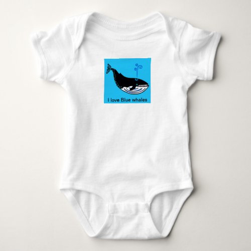 I love BLUE WHALES _ Marine wildlife _ Ocean blue  Baby Bodysuit