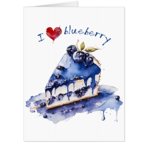 I Love Blueberry TShirt Blueberry Cake Watercolor Card
