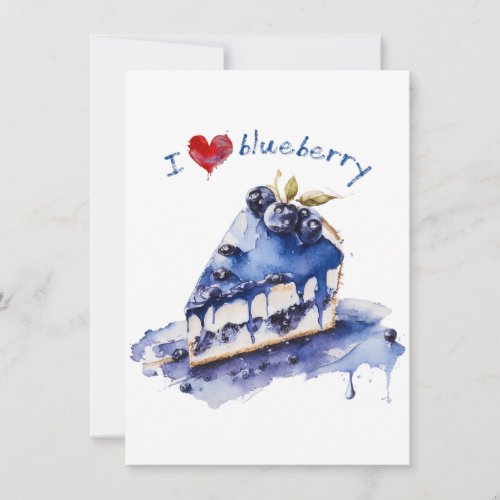 I Love Blueberry TShirt Blueberry Cake Watercolor Holiday Card