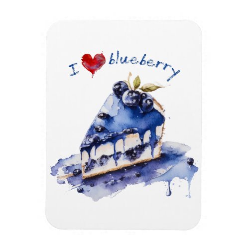 I Love Blueberry TShirt Blueberry Cake Watercolor Magnet