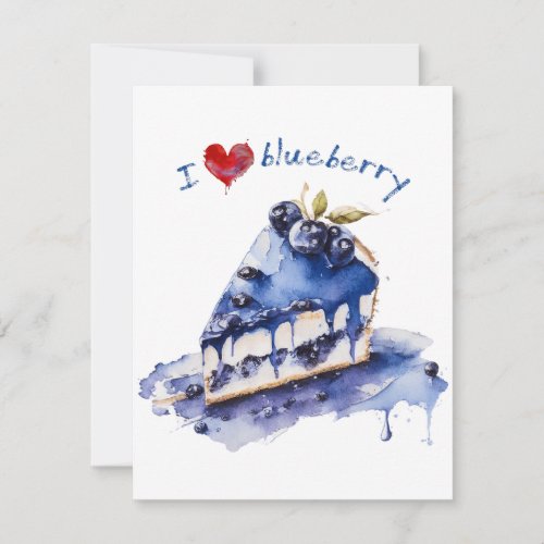 I Love Blueberry TShirt Blueberry Cake Watercolor Note Card
