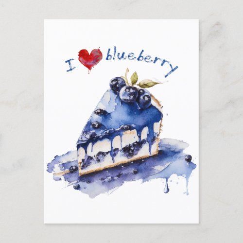 I Love Blueberry TShirt Blueberry Cake Watercolor Postcard