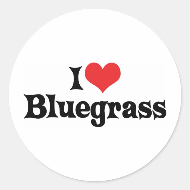 I Love Bluegrass Music Classic Round Sticker (Front)