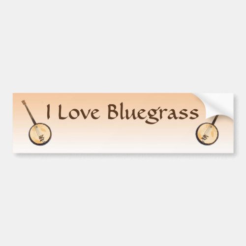I Love Bluegrass Music Instruments Bumper Sticker