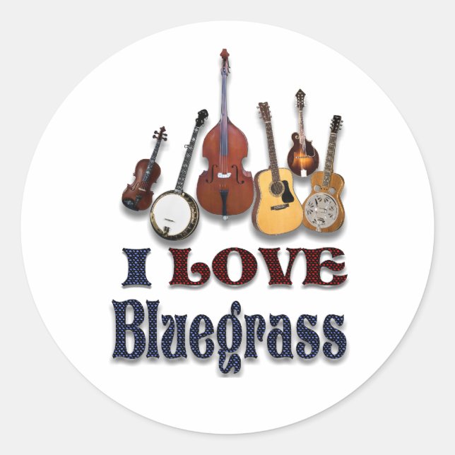 I LOVE BLUEGRASS -STICKER CLASSIC ROUND STICKER (Front)