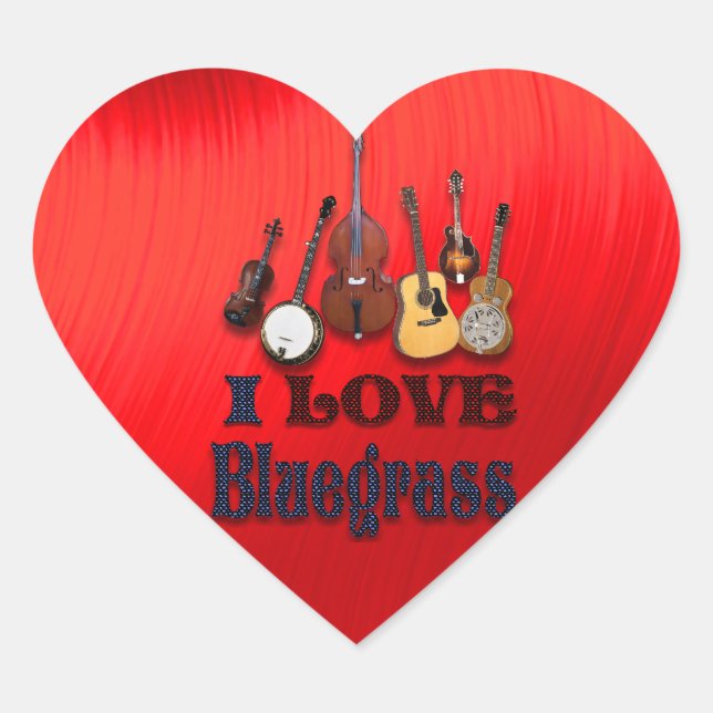 I LOVE BLUEGRASS -STICKER HEART STICKER (Front)