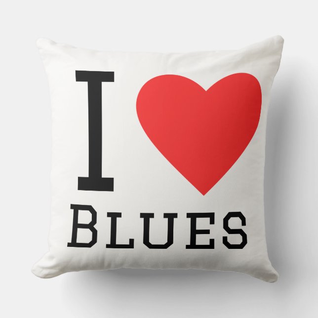 I love blues throw pillow (Front)