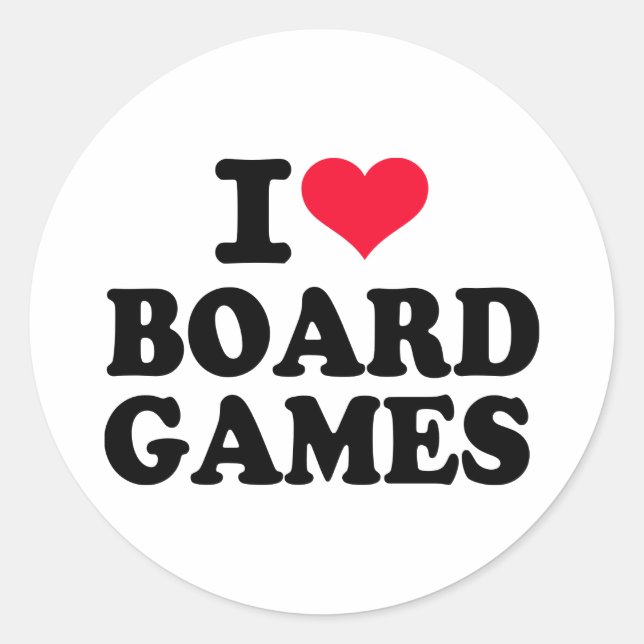 I love board games classic round sticker (Front)