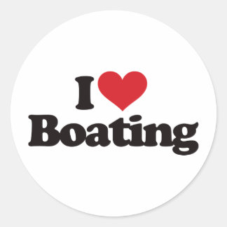 I Love Boating Classic Round Sticker