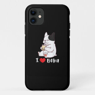 I Love Boba Bubble Tea Dog Cut French Bulldog Gift iPhone 11 Case