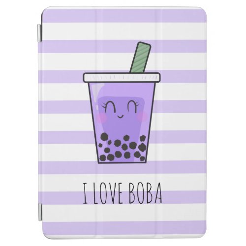 I Love Boba Kawaii Bubble Tea Taro Ube Purple iPad Air Cover