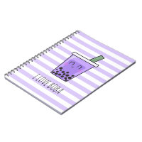 I Love Boba Kawaii Bubble Tea Taro Ube Purple Notebook