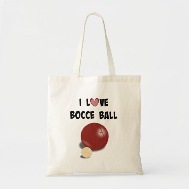 I Love Bocce Ball Tote Bag (Front)