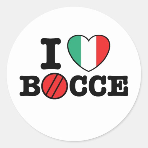 I Love Bocce Classic Round Sticker