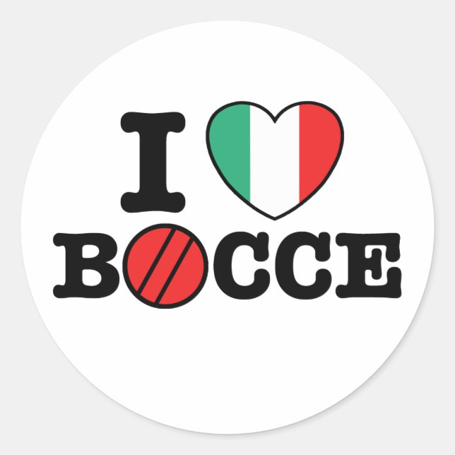 I Love Bocce Classic Round Sticker (Front)