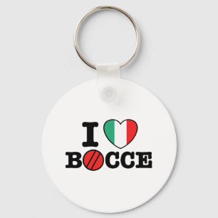 I Love Bocce Keychain