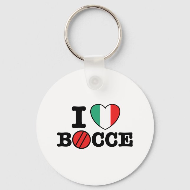I Love Bocce Keychain (Front)