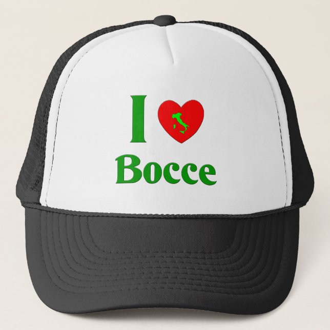 I Love Bocce Trucker Hat (Front)