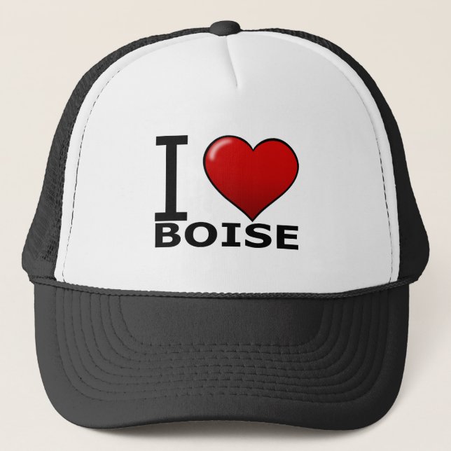 I LOVE BOISE,ID - IDAHO TRUCKER HAT (Front)