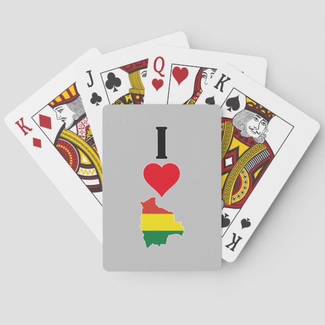 I Love Bolivia Vertical I Heart Country Flag Map Poker Cards (Back)