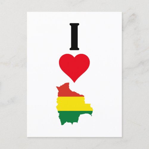 I Love Bolivia Vertical I Heart Country Flag Map Postcard