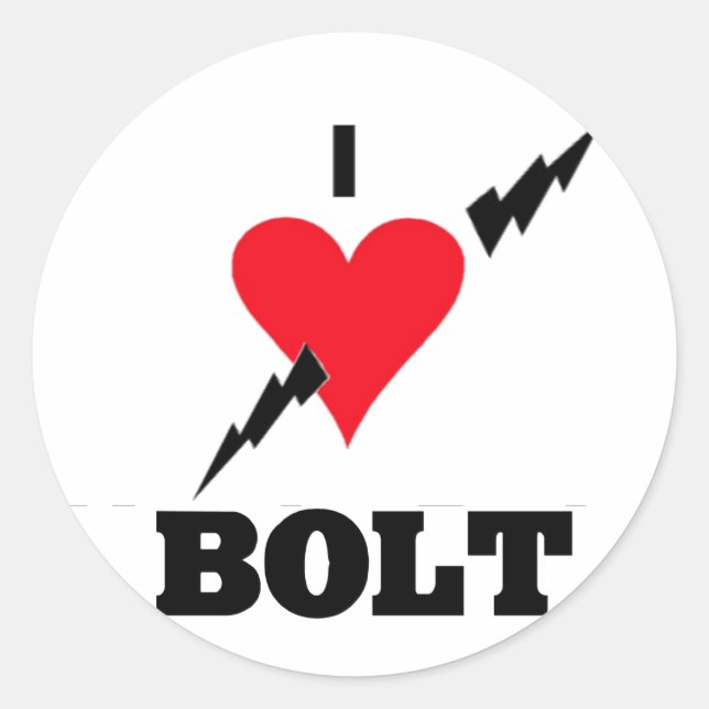 i love bolt classic round sticker (Front)