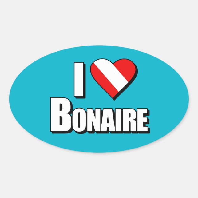 I Love Bonaire Diving Oval Sticker (Front)