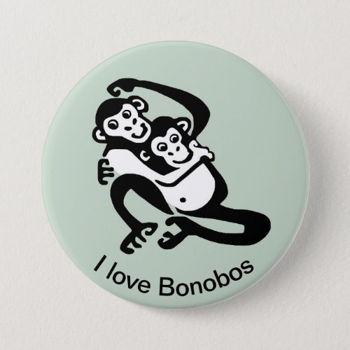 I love  BONOBOS_ Chimpanzee _ Primate _ Green Button