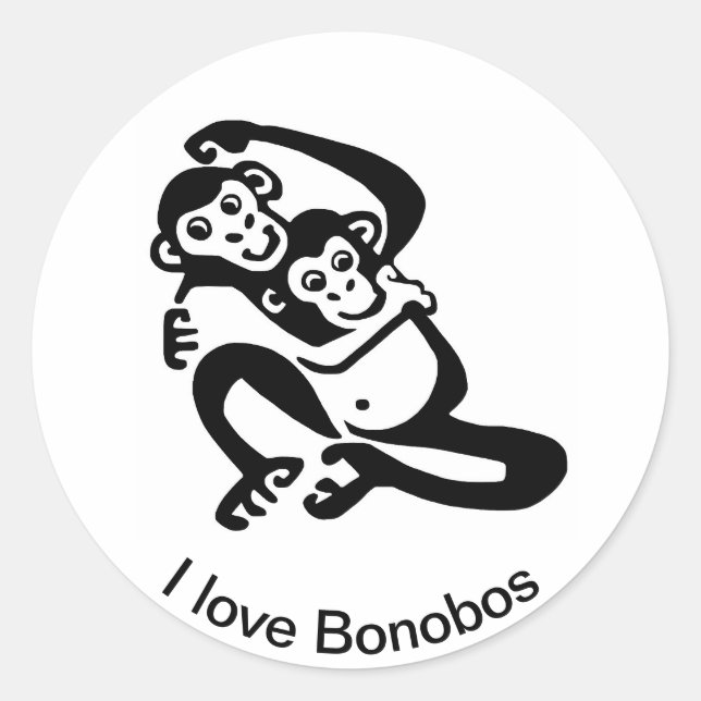 I love BONOBOS  - Chimpanzee - Wildlife - Africa Classic Round Sticker (Front)