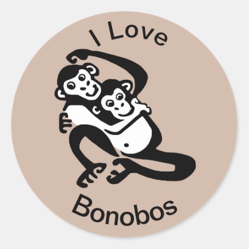 I love _ BONOBOS _chimpanzees Classic Round Sticker