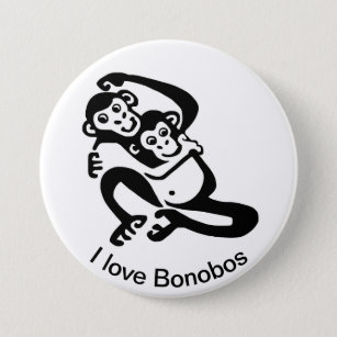 I love BONOBOS - Endangered animal - button