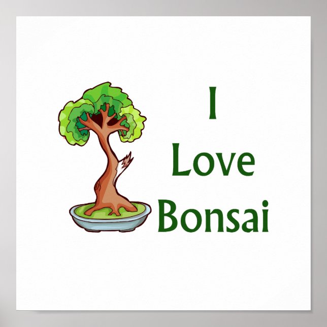 I love bonsai in green text shari tree graphi poster (Front)