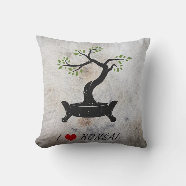 i love bonsai  throw pillow (Front)