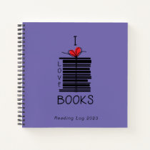 "I Love Books" 2023 Reading Log Notebook