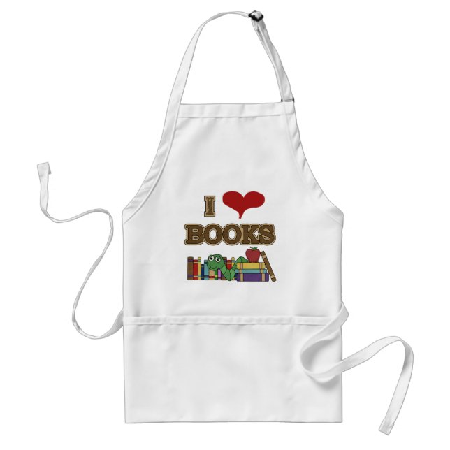 I Love Books Adult Apron (Front)