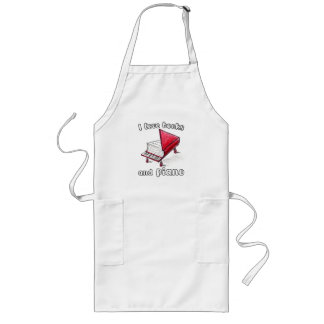 I Love Books And Piano, Authentic Freehand Art Long Apron