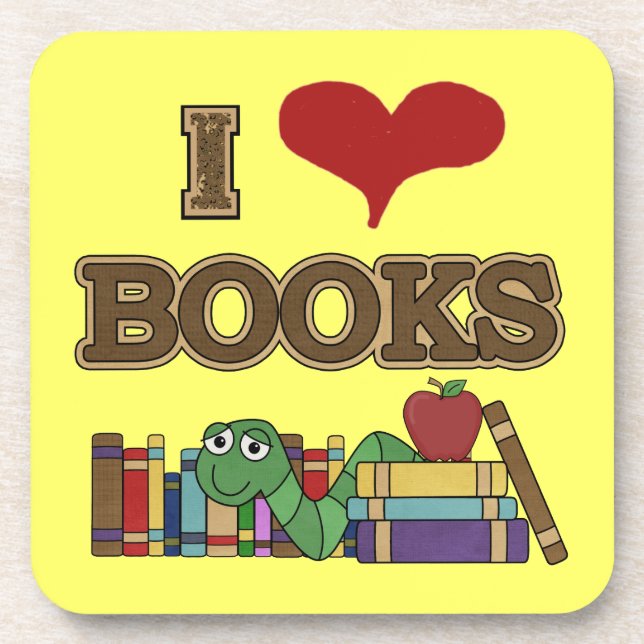 I Love Books Beverage Coaster (Front)