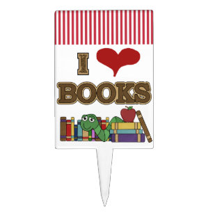 I Love Books Cake Topper
