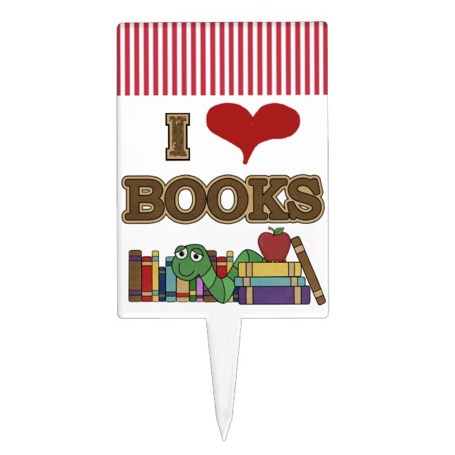 I Love Books Cake Topper (Front)