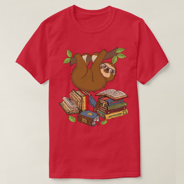 I Love Books Chibi Anime Sloth s Book Lover  T-Shirt (Design Front)
