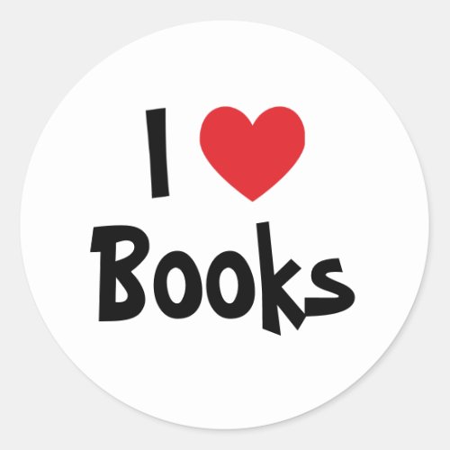 I Love Books Classic Round Sticker