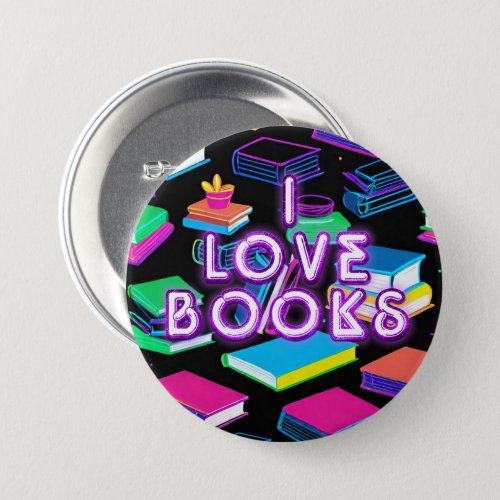 I Love Books Colorful 2 Button