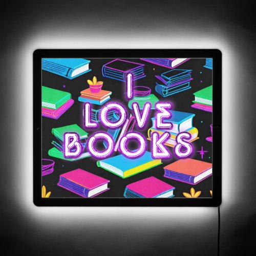 I Love Books Colorful 2 LED Sign