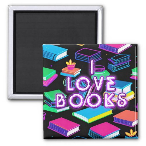 I Love Books Colorful 2 Magnet