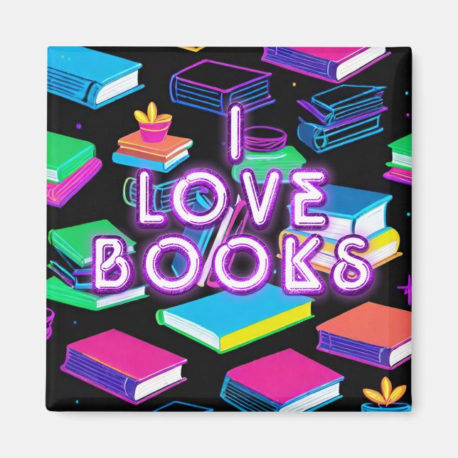 I Love Books Colorful 2 Magnet (Front)