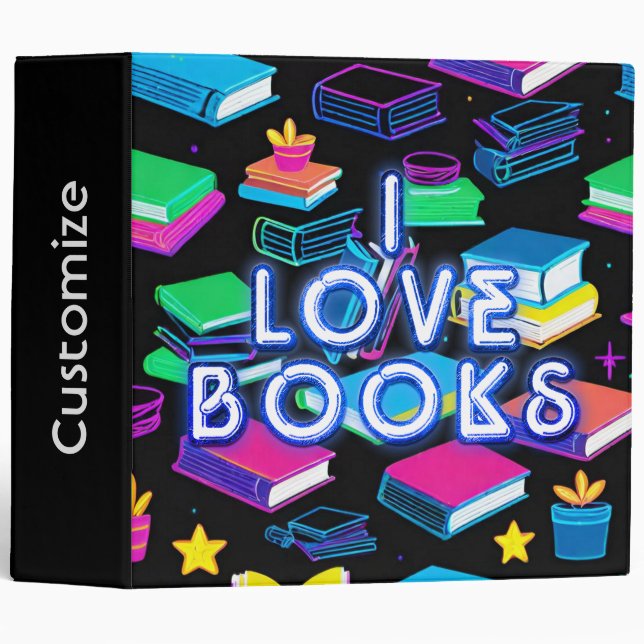 I Love Books Colorful 3 Ring Binder (Front/Spine)