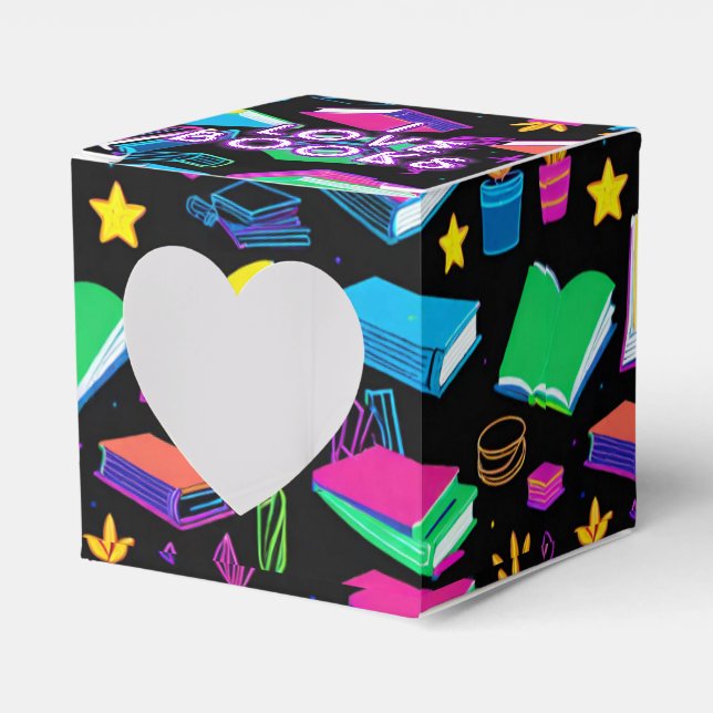 I Love Books Colorful Cube Favor Boxes (Front Side)