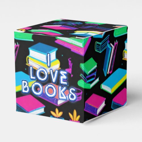 I Love Books Colorful Cube Favor Boxes