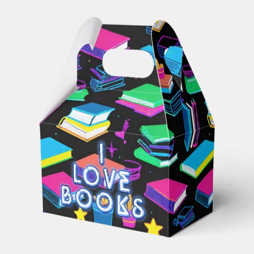 I Love Books Colorful Gable Favor Boxes