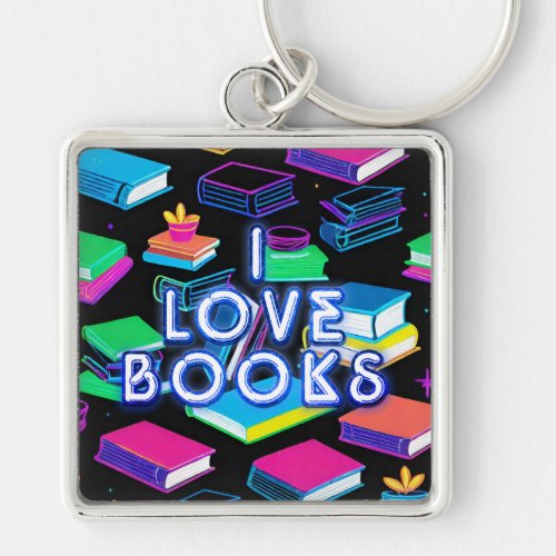 I Love Books Colorful Keychain